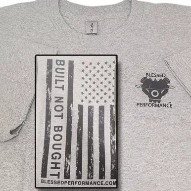 “Built Not Bought” Black on Grey Flag designT-Shirt