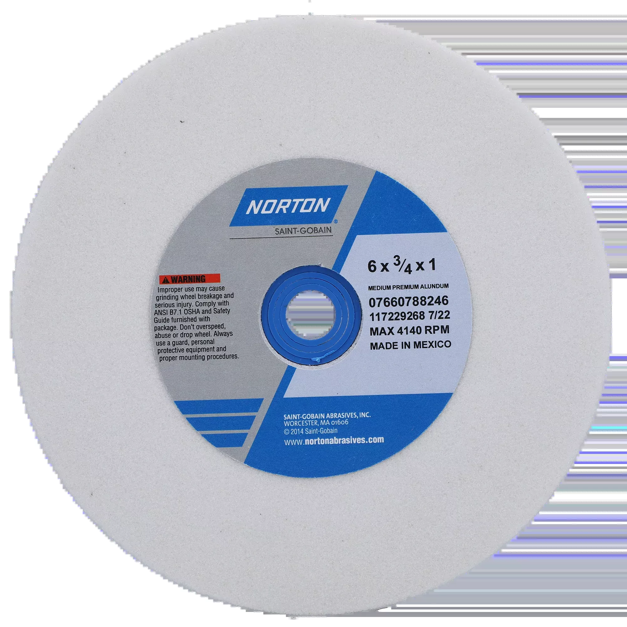 Norton 6 x 3/4 x 1 In. Premium Alundum Bench and Pedestal Wheel 60 J VBE T01 1 Count