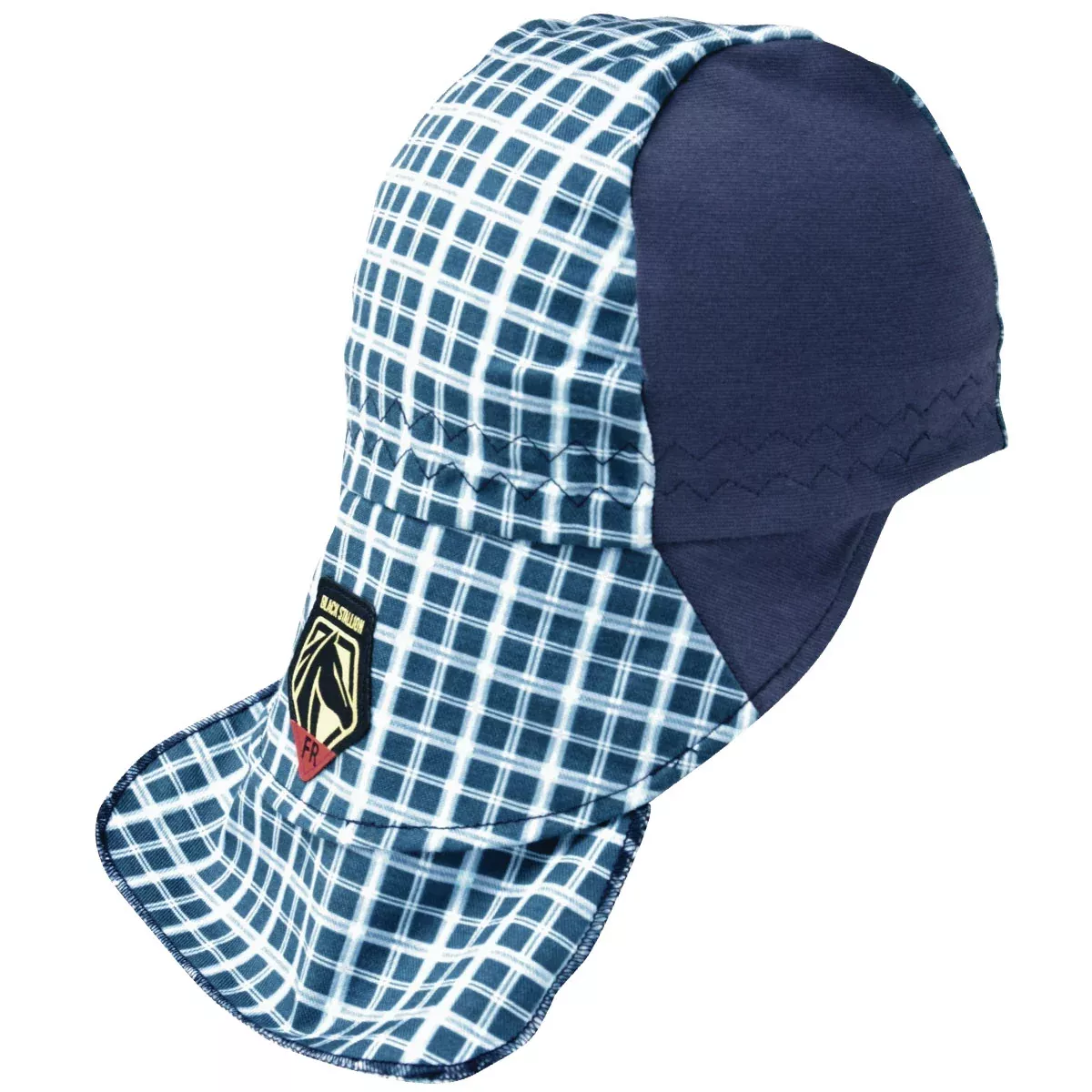 Revco AH1730-BL Blue Plaid FR Cotton Welding Cap w/ Hidden Bill Extension (1 Cap)