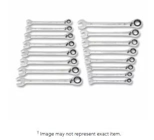 Reversible Combination Ratcheting Wrench Set, 12-point, Metric, 16-Pc, 90-Tooth