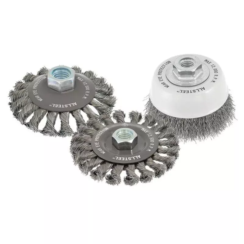 Walter 13W541 5" x 5/8-11" ALLSTEEL™ Knot-Twisted Steel Wire Saucer Cup Brush