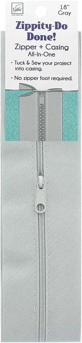 Zippity Do Done 18″ Light Gray zipper with pull
